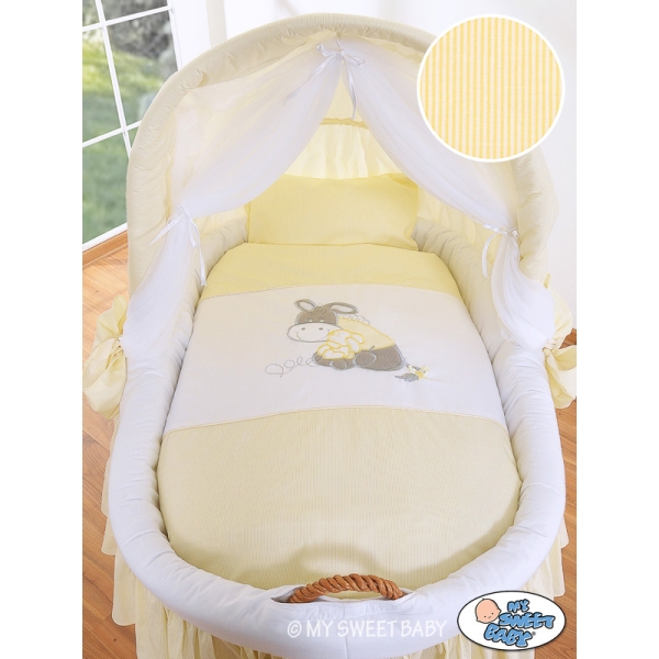 Rieten Babybed met Kap Ivoor Ezel Luca