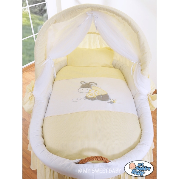 Rieten Babybed met Kap Ivoor Ezel Luca
