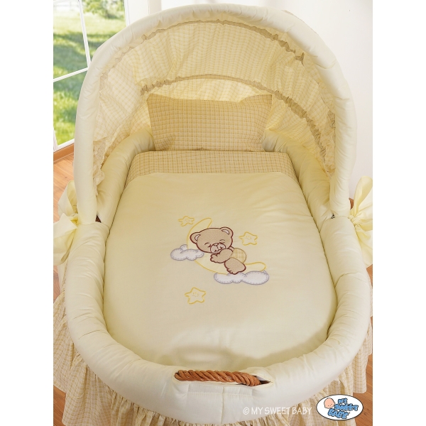 Rieten Babybed met Kap Ivoor Welterusten