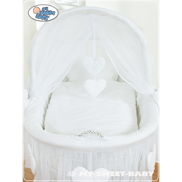 Rieten Babybed met Kap Wit Amelie