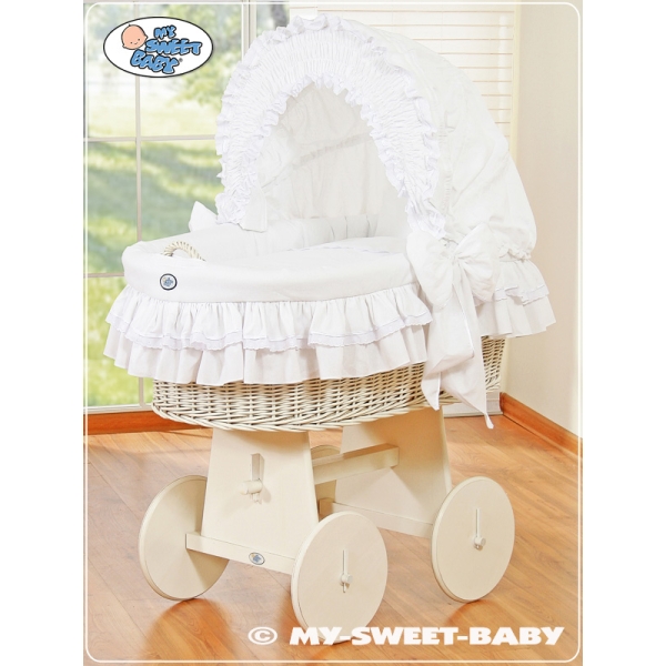 Rieten Babybed met Kap Wit Engel