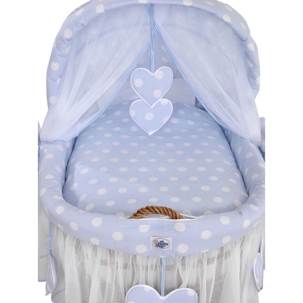 Rieten Babymand met Kap Blauw Amelie