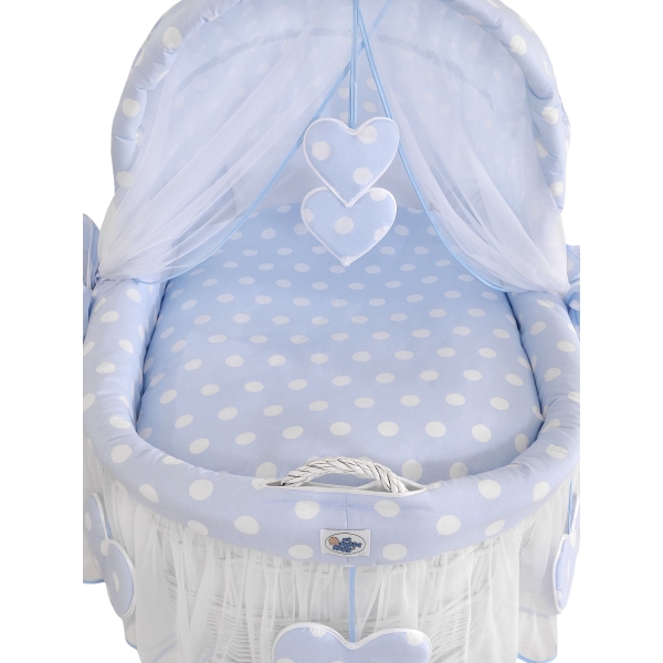 Rieten Babymand met Kap Blauw Amelie