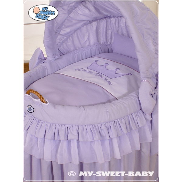 Rieten Babymand met Kap -  Purper Little Prince Princess