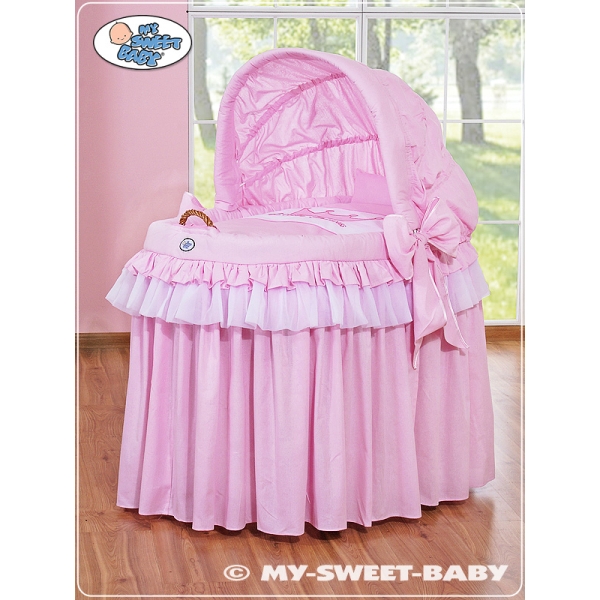 Rieten Babymand met Kap Roze Little Prince Princess