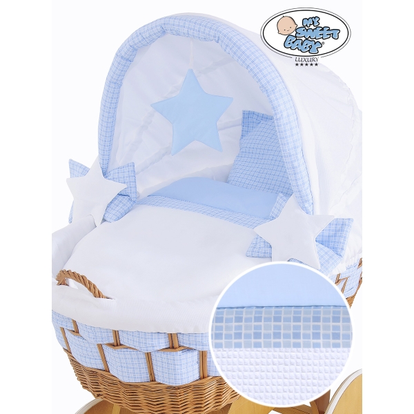 Rieten en Houten Wieg - met Kap - Komplett-Set Isabella