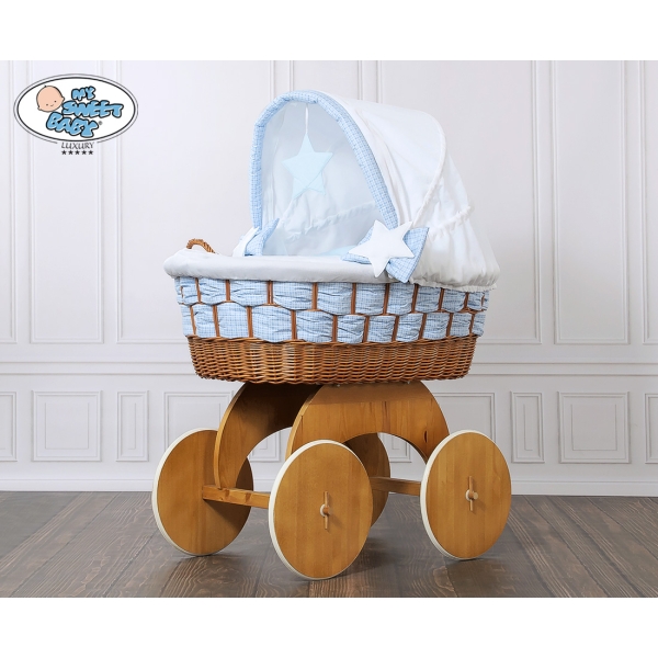 Rieten en Houten Wieg - met Kap - Komplett-Set Isabella
