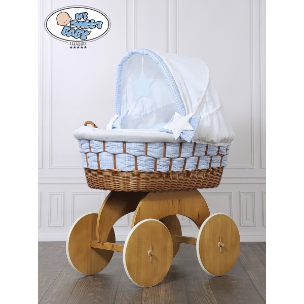 Rieten en Houten Wieg - met Kap - Komplett-Set Isabella