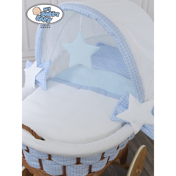 Rieten en Houten Wieg - met Kap - Komplett-Set Isabella