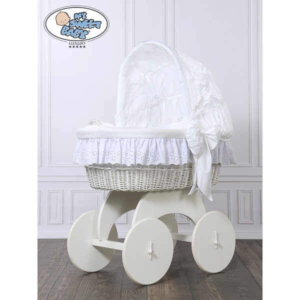 Rieten en Houten Wieg - met Kap - Komplett-Set Sophia
