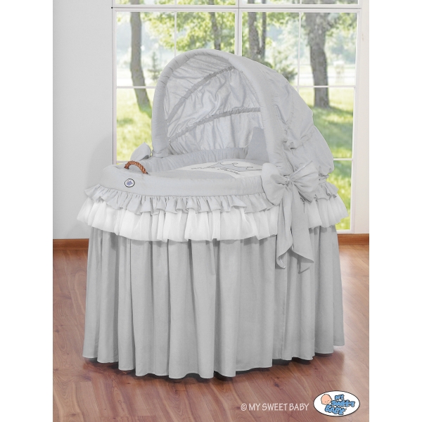 Rieten Kribbe met Kap -  Grijs Little Prince Princess