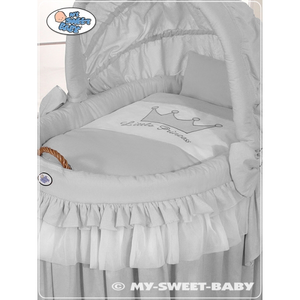 Rieten Kribbe met Kap -  Grijs Little Prince Princess