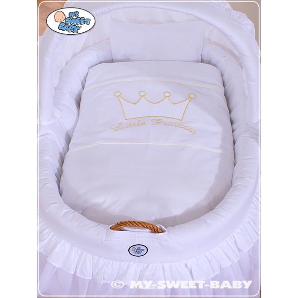 Rieten Kribbe met Kap Wit Little Prince Princess