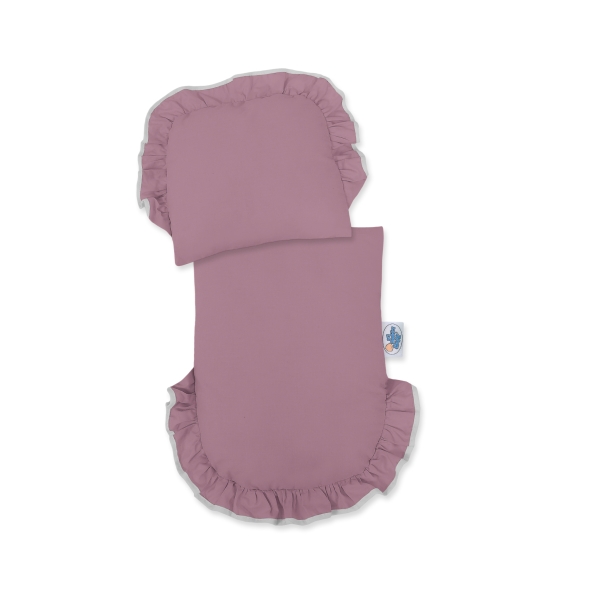 Rieten poppenwagen met stoffen kap Grijs Pastelviolet