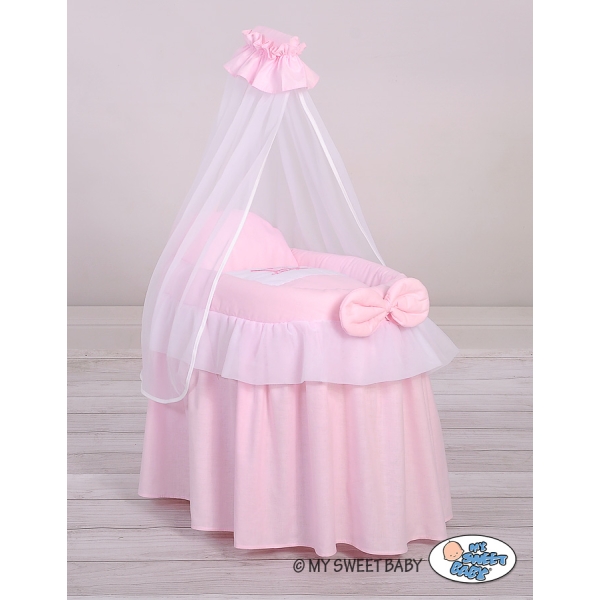 Rieten Poppenwiegje met Hemeltje Roze Little Princess