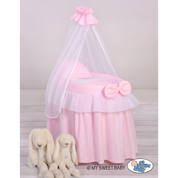 Rieten Poppenwiegje met Hemeltje Roze Little Princess
