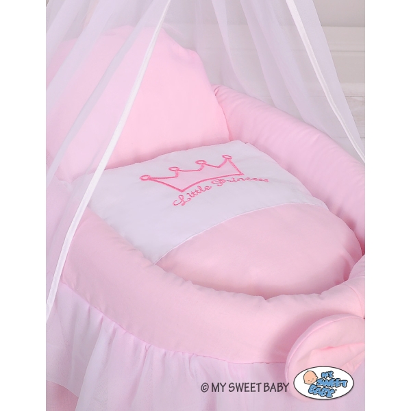 Rieten Poppenwiegje met Hemeltje Roze Little Princess