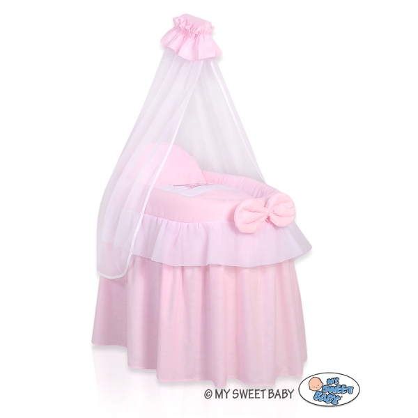 Rieten Poppenwiegje met Hemeltje Roze Little Princess