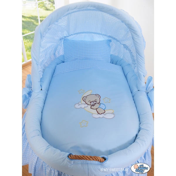 Rieten Wieg met Kap Blauw Welterusten