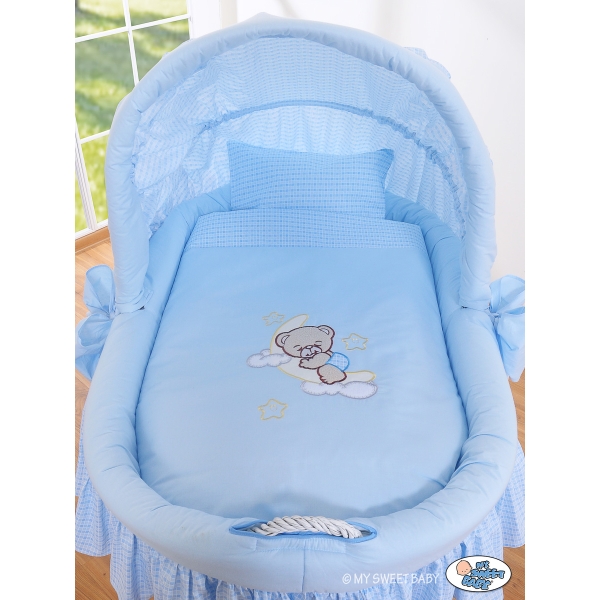 Rieten Wieg met Kap Blauw Welterusten