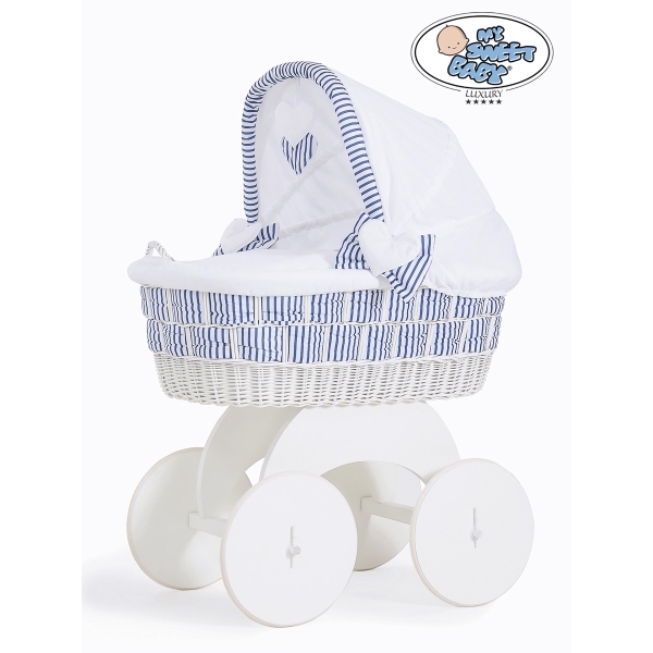 Rieten Wieg  met Kap met Beddengoedset voor Baby  Jachthaven
