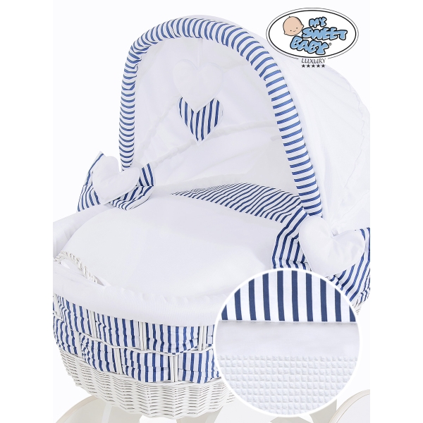 Rieten Wieg  met Kap met Beddengoedset voor Baby  Jachthaven
