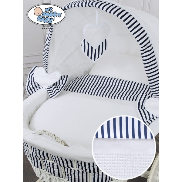 Rieten Wieg  met Kap met Beddengoedset voor Baby  Jachthaven