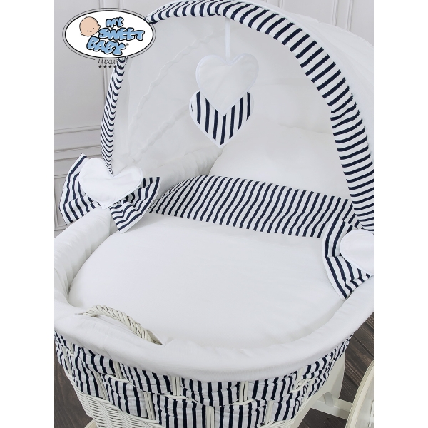 Rieten Wieg  met Kap met Beddengoedset voor Baby  Jachthaven