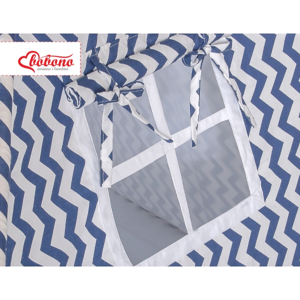 Set: Tipi-tent Speelkleed Donkerblauw Zigzag