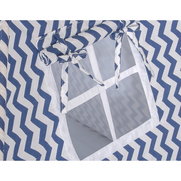 Set: Tipi-tent Speelkleed Donkerblauw Zigzag