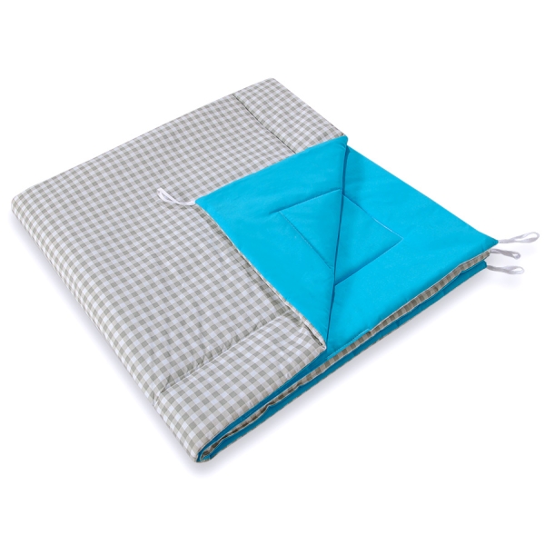 Set: Tipi-tent Speelkleed Grijs Turkoois Geruit