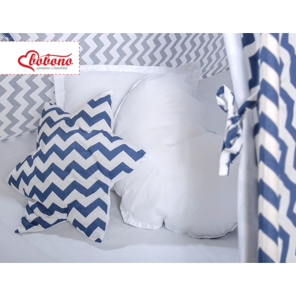 Set: Tipi-tent Speelkleed Kussens Donkerblauw Zigzag
