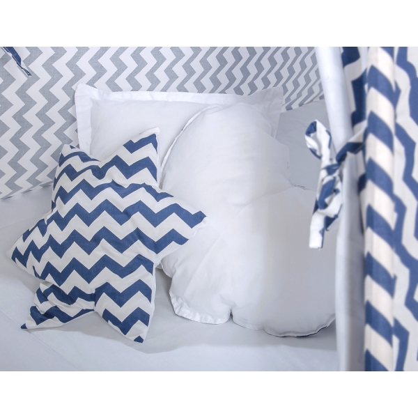 Set: Tipi-tent Speelkleed Kussens Donkerblauw Zigzag