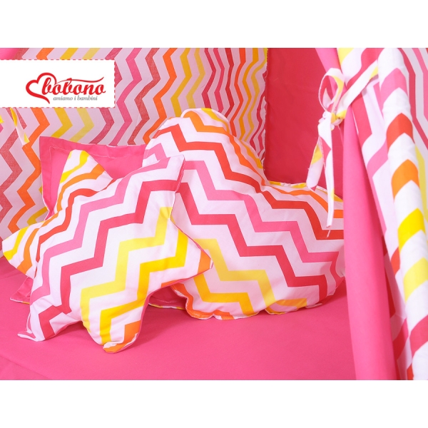 Set: Tipi-tent Speelkleed Kussens Geel Rood Zigzag