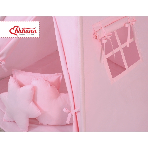 Set: Tipi-tent Speelkleed Kussens  GRATIS decoratieve veren Roze