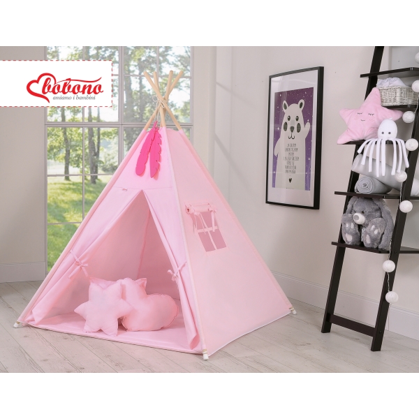 Set: Tipi-tent Speelkleed Kussens  GRATIS decoratieve veren Roze