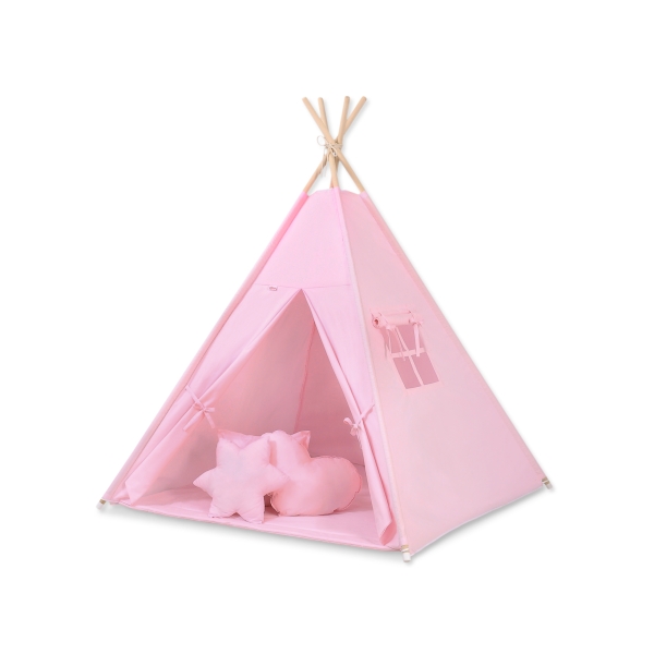 Set: Tipi-tent Speelkleed Kussens  GRATIS decoratieve veren Roze
