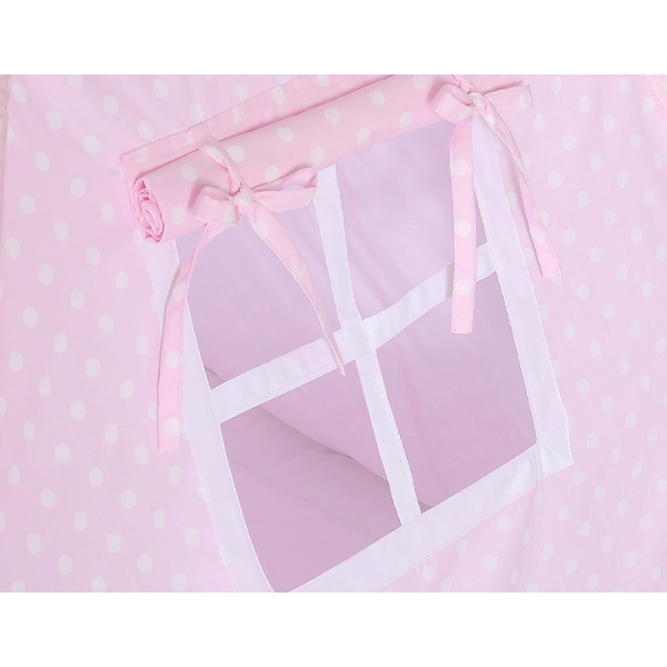 Set: Tipi-tent Speelkleed Kussens  GRATIS decoratieve veren Roze Polkaprikker