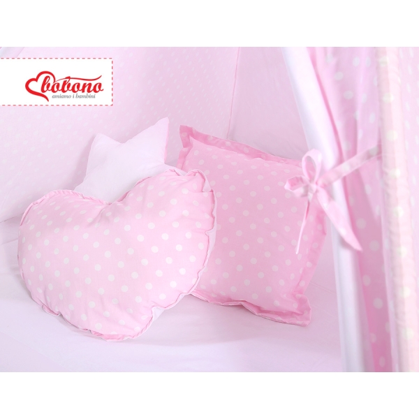 Set: Tipi-tent Speelkleed Kussens  GRATIS decoratieve veren Roze Polkaprikker