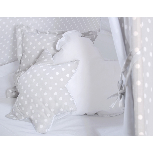 Set: Tipi-tent Speelkleed Kussens Grijs Polkaprikker
