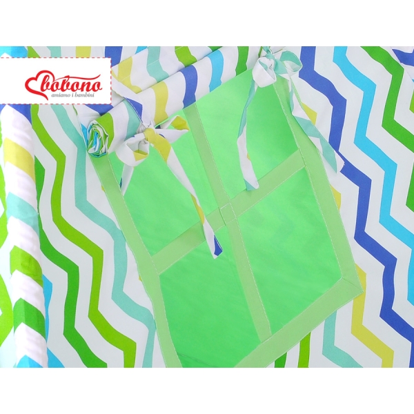 Set: Tipi-tent Speelkleed Kussens Groen Blauw Zigzag