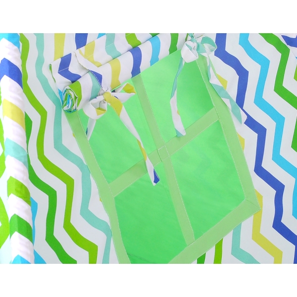 Set: Tipi-tent Speelkleed Kussens Groen Blauw Zigzag