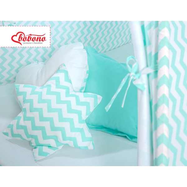Set: Tipi-tent Speelkleed Kussens Mint Zigzag