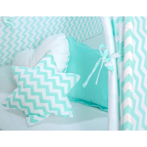 Set: Tipi-tent Speelkleed Kussens Mint Zigzag