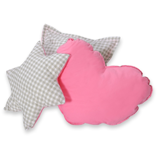 Set: Tipi-tent Speelkleed Kussens Roze Grijs Geruit
