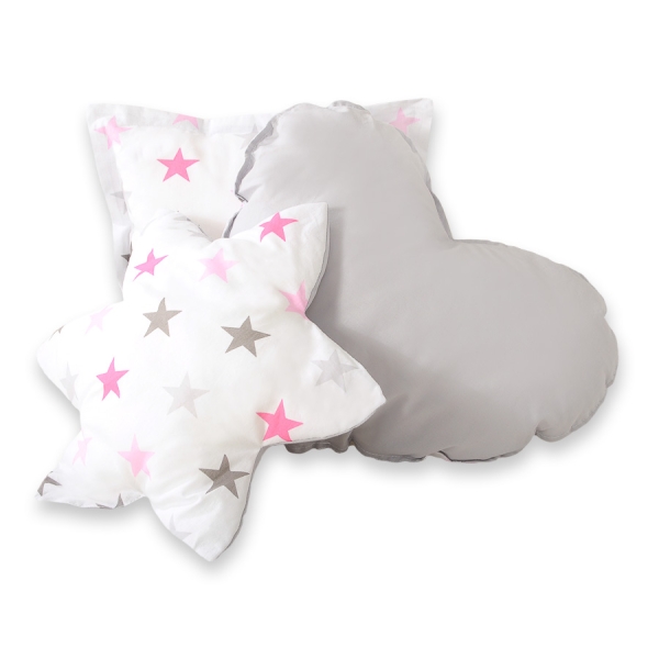 Set: Tipi-tent Speelkleed Kussens Roze Grijs Sterren
