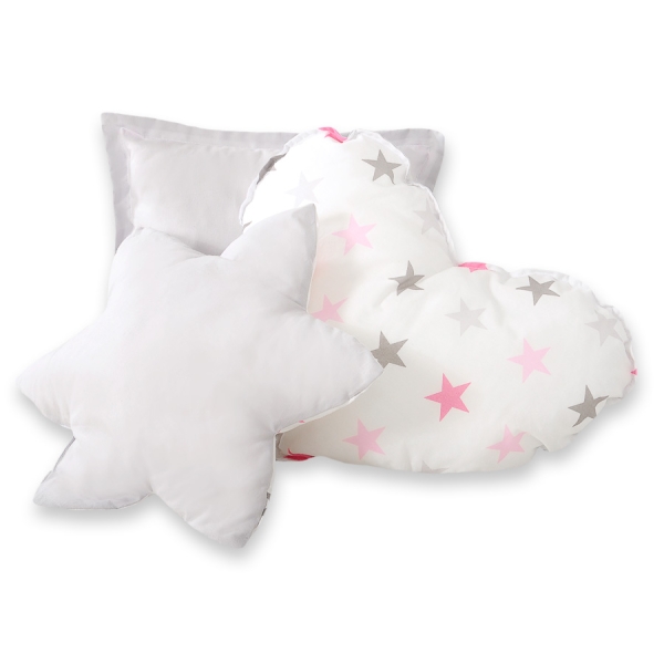 Set: Tipi-tent Speelkleed Kussens Roze Grijs Sterren