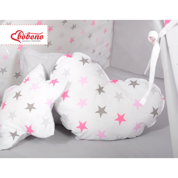 Set: Tipi-tent Speelkleed Kussens Roze Grijs Sterren