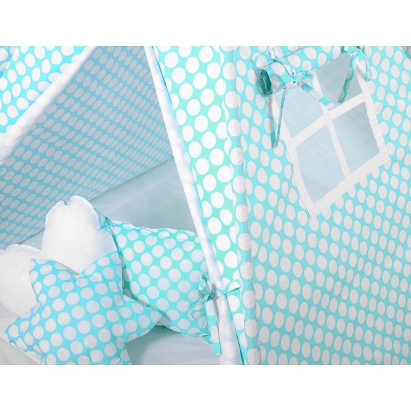 Set: Tipi-tent Speelkleed Kussens Turkoois