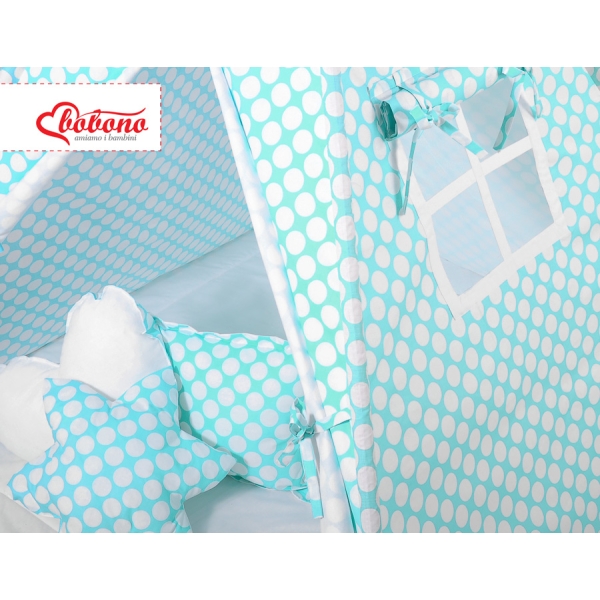 Set: Tipi-tent Speelkleed Kussens Turkoois
